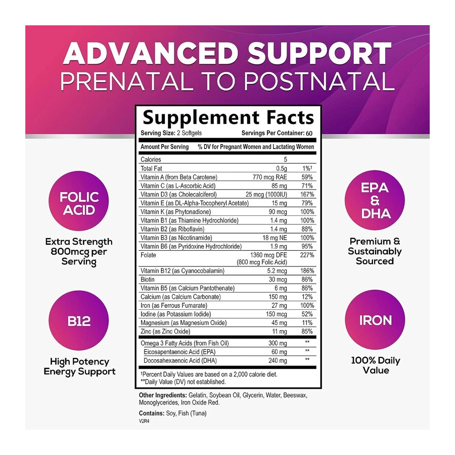 Suplemento Para Embarazadas Prenatal Multi + Dha 60 Gelcaps-6