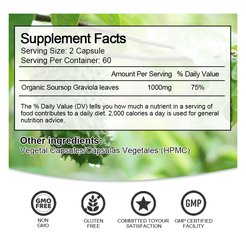 Graviola Potencia Sistema Inmune 1000mg Annona Muricata 120 Caps-6