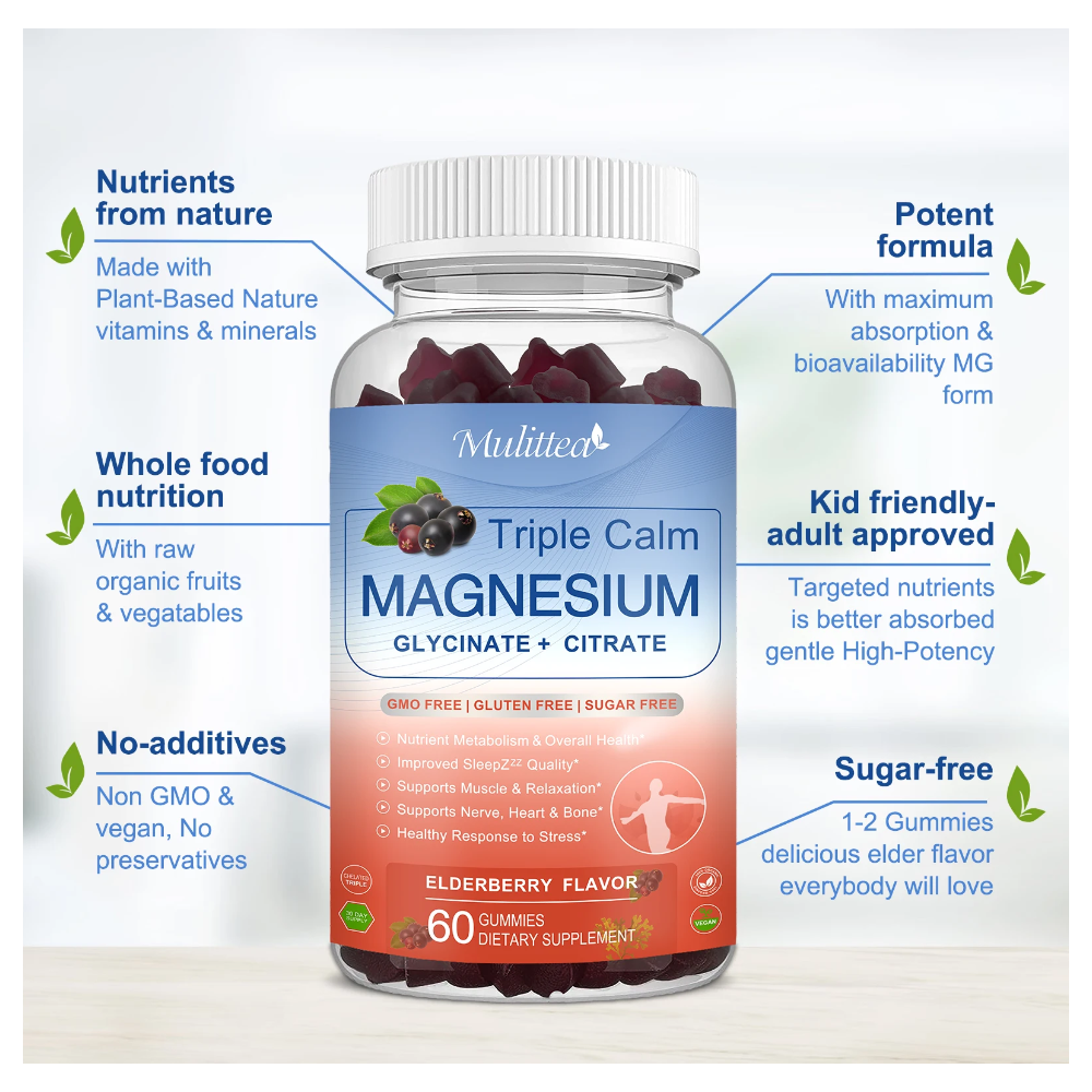 Tripe Calm Magnesio En Gomitas 2000mg 60u Sabor Eldelberry-3