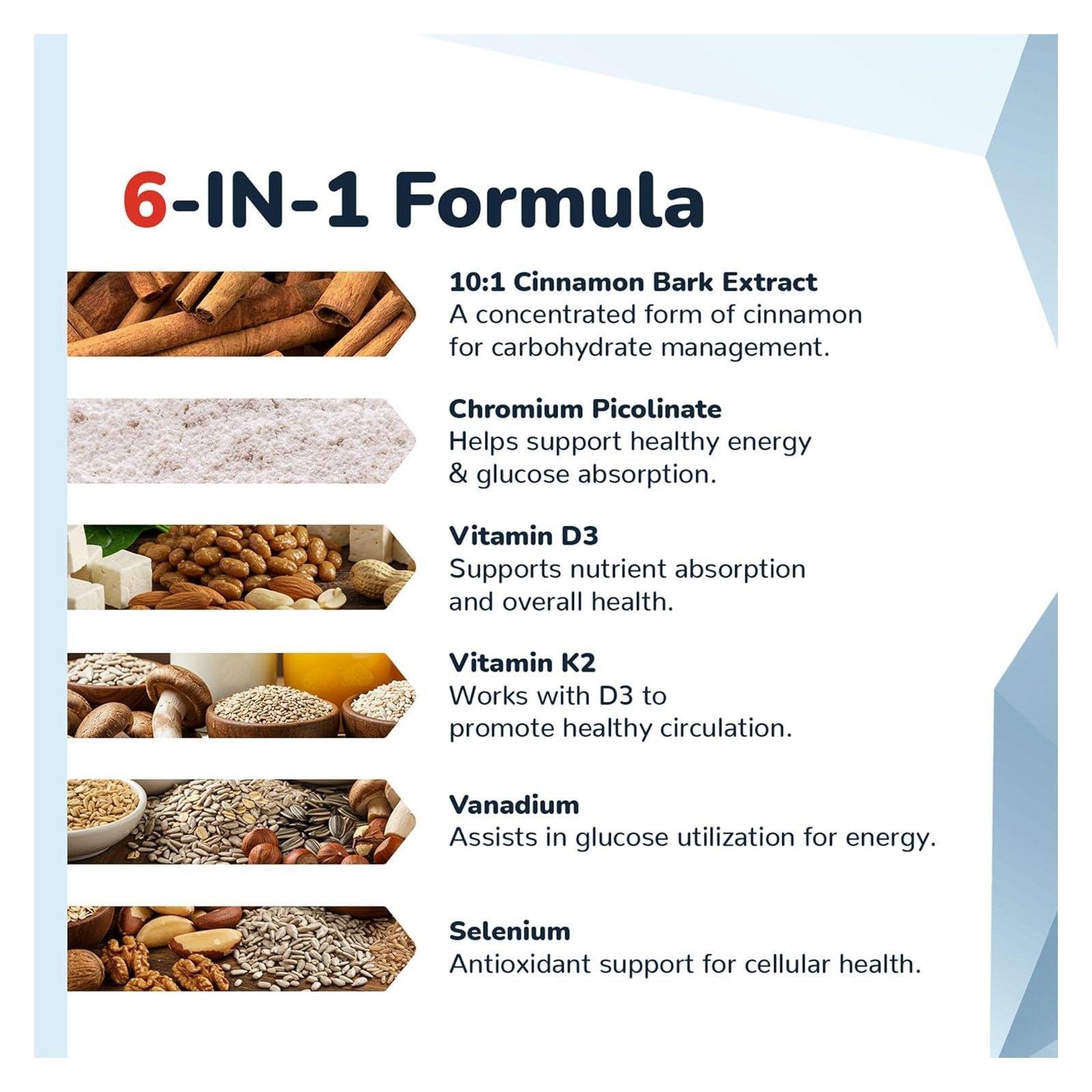 Cinnachroma Cinnamon Vitamina D3 K2 Mk-7 Picolinato De Cromo 60 caps-3