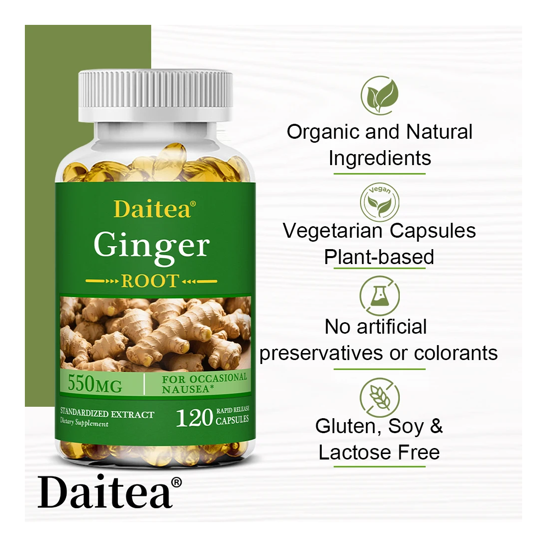 Daitea Jengibre Ginger Root Raiz De Jengibre 550mg 120 Caps-2