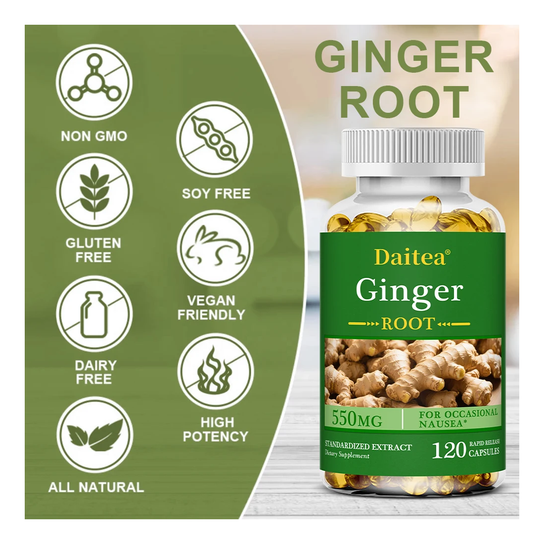 Daitea Jengibre Ginger Root Raiz De Jengibre 550mg 120 Caps-3