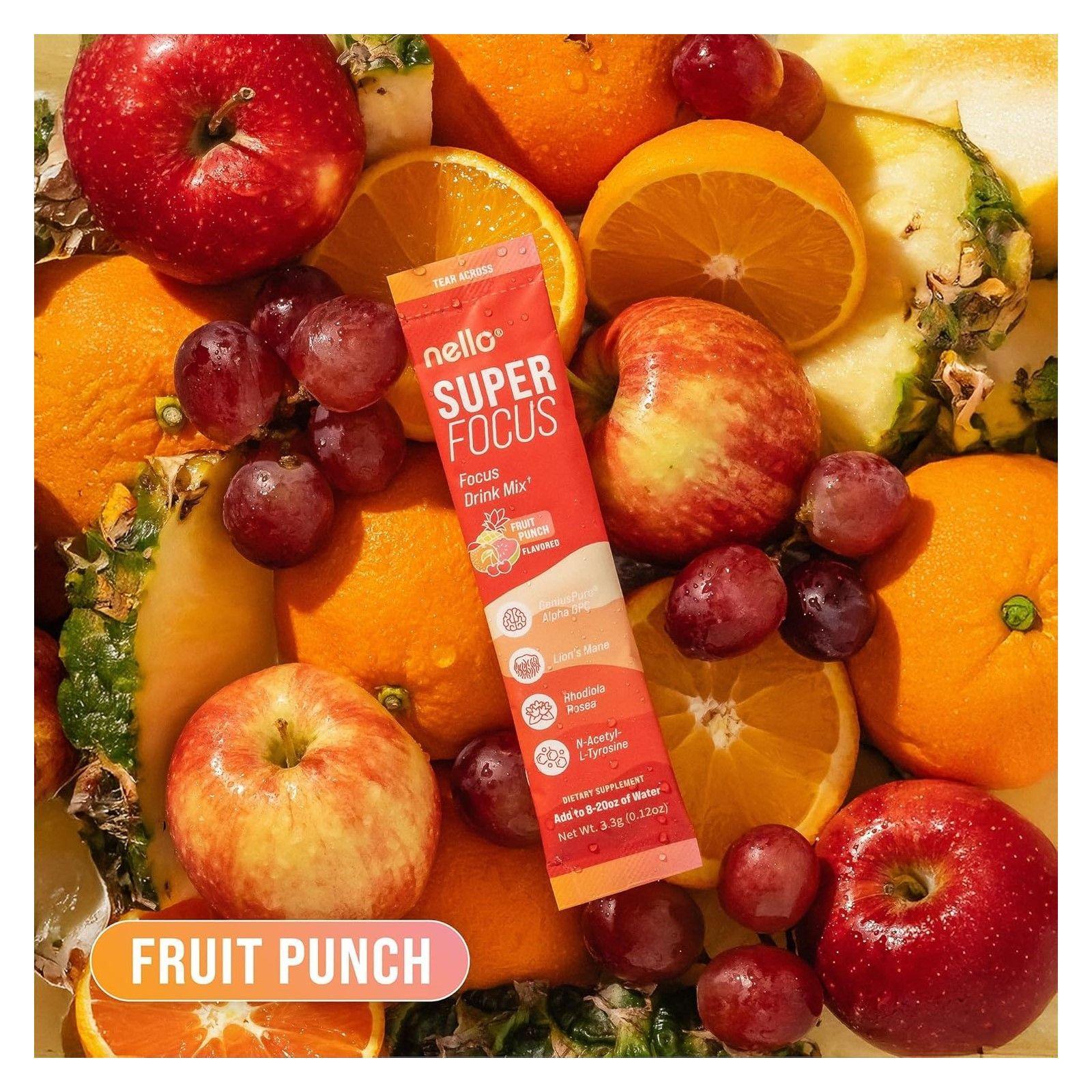 Super Focus Bebida En Polvo Vitaminas B12 Minerales Mejoran la Concentracion Memoria 20u Fruit Punch-5