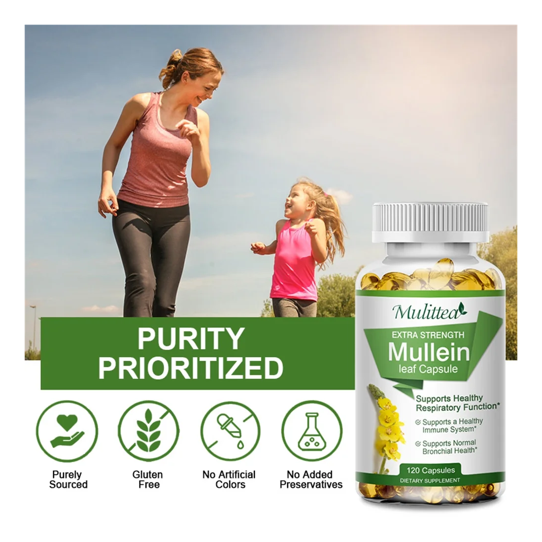 Mullein 1000mg Orgánico Extracto Limpieza Pulmonar 120 Cap.-4