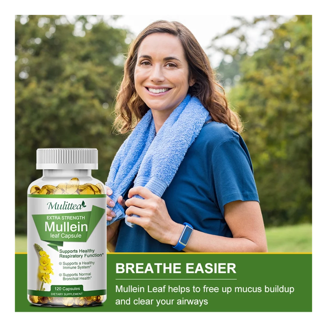 Mullein 1000mg Orgánico Extracto Limpieza Pulmonar 120 Cap.-6