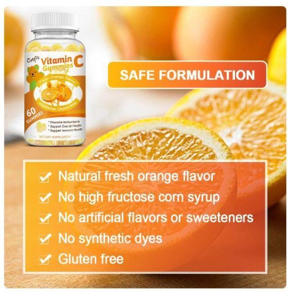 Vitamina C Gummies Acido Ascorbico 1000mg 60 Gomitas Naranja-4