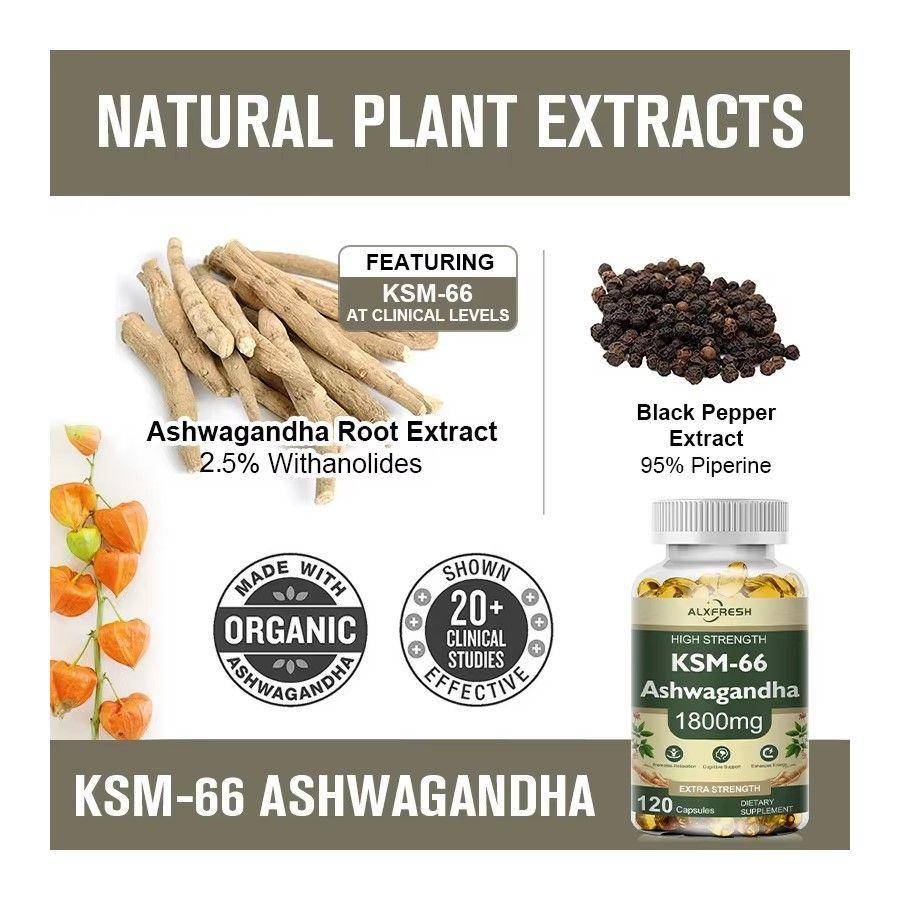 Alxfresh Ashwagandha KSM-66 1800mg Extra Strength 120 softgel caps-4