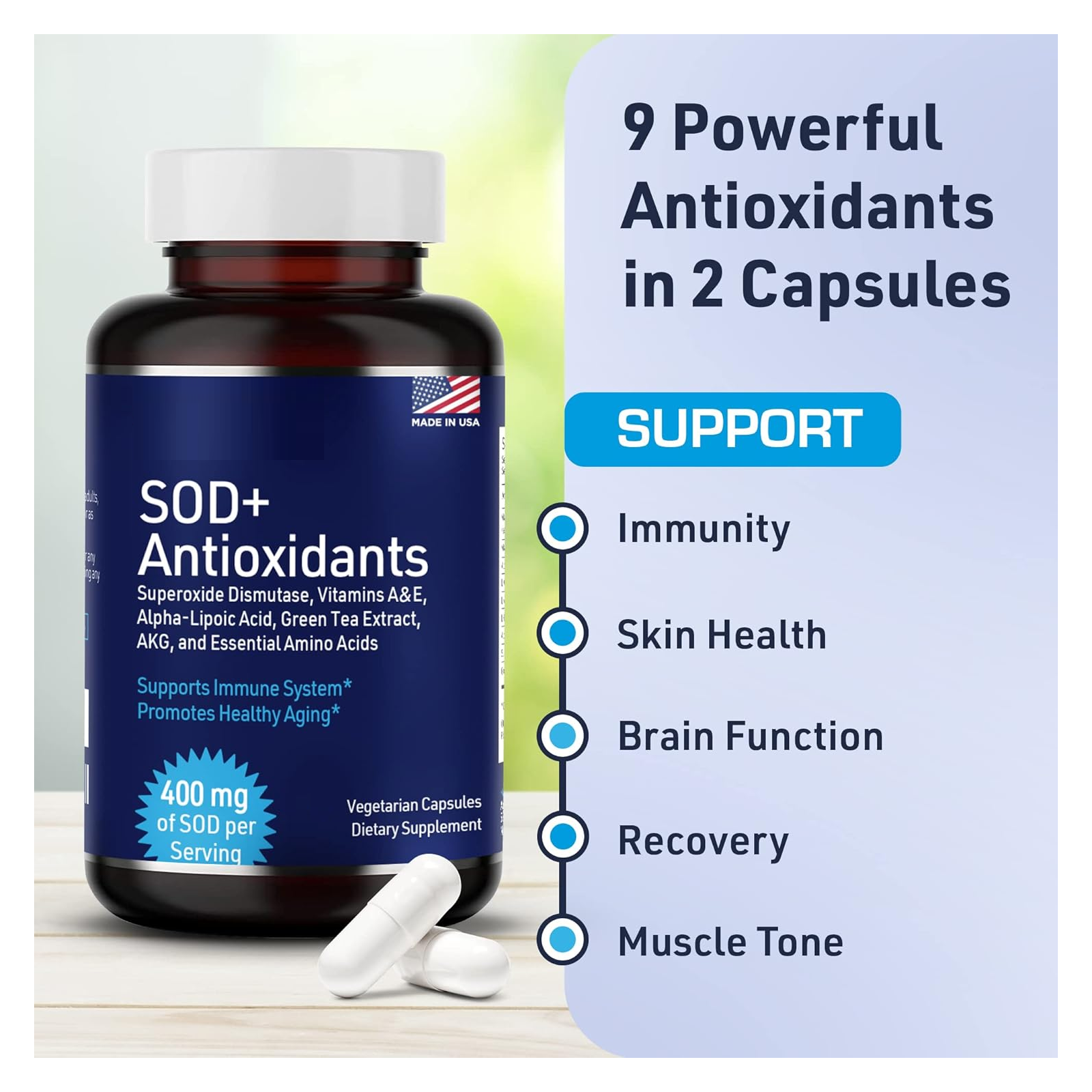 SOD+ Antioxidant Superoxido Dismutasa 400mg Antioxidante 60 Caps-4