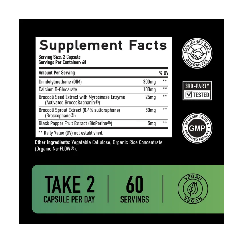 Suplemento Dim For Men 300mg Broccoli CDG Bioperine 120 Cápsulas-7