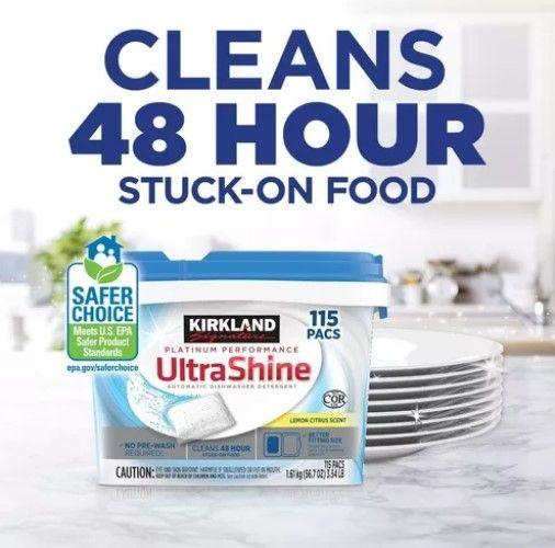 Kirkland Lavavajillas Ultra Shine Detergente En Pods 115 Un-2
