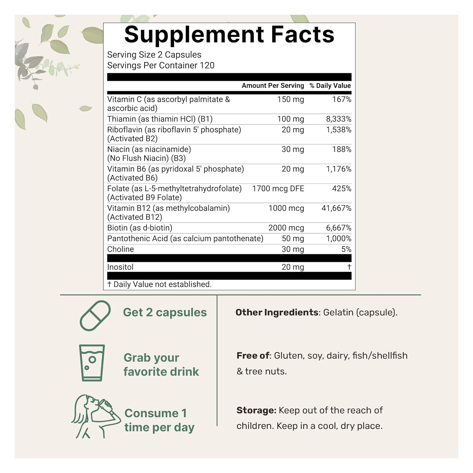Methyl B Complex Pure Vitamin B Complejo De Vitaminas B B12 Pura 60 caps-6