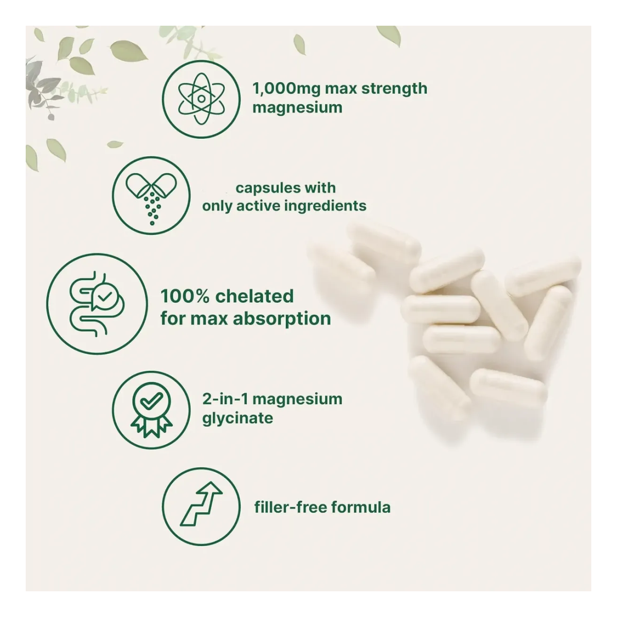 Glicinato De Magnesio Quelado 1000mg Double Strength Purevia-3