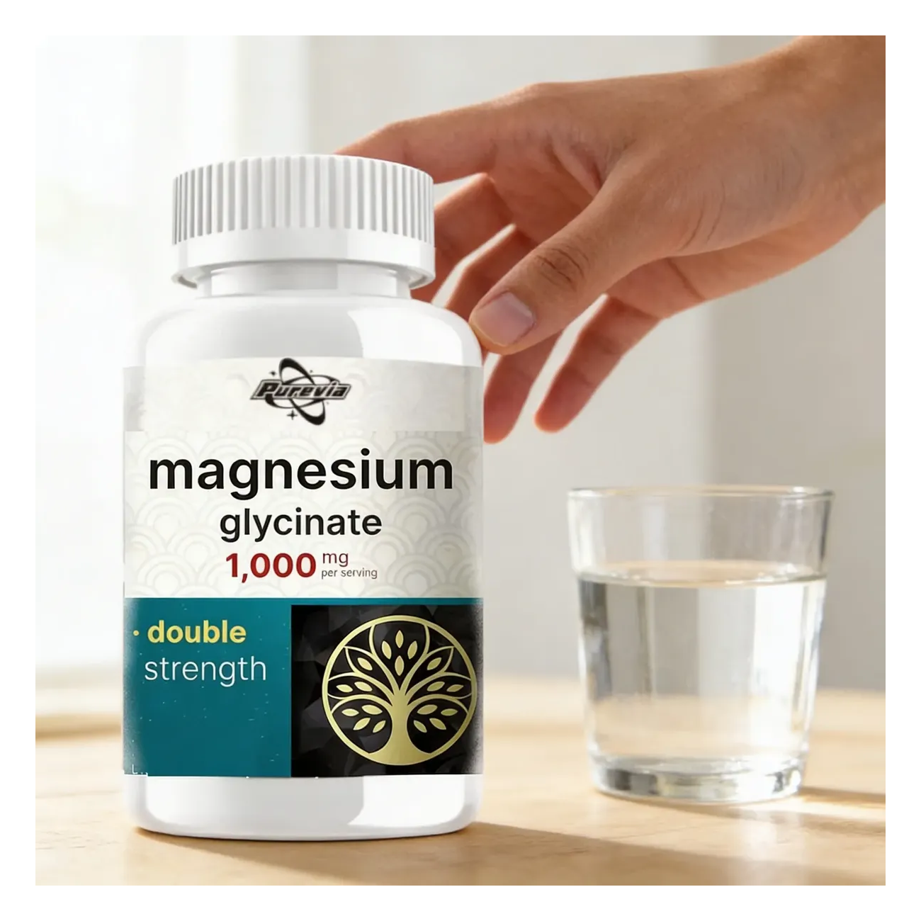 Glicinato De Magnesio Quelado 1000mg Double Strength Purevia-4