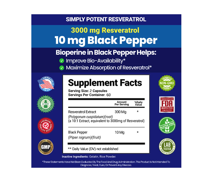 Resveratrol Extracto Puro De Resveratrol 3000mg 120 caps-6