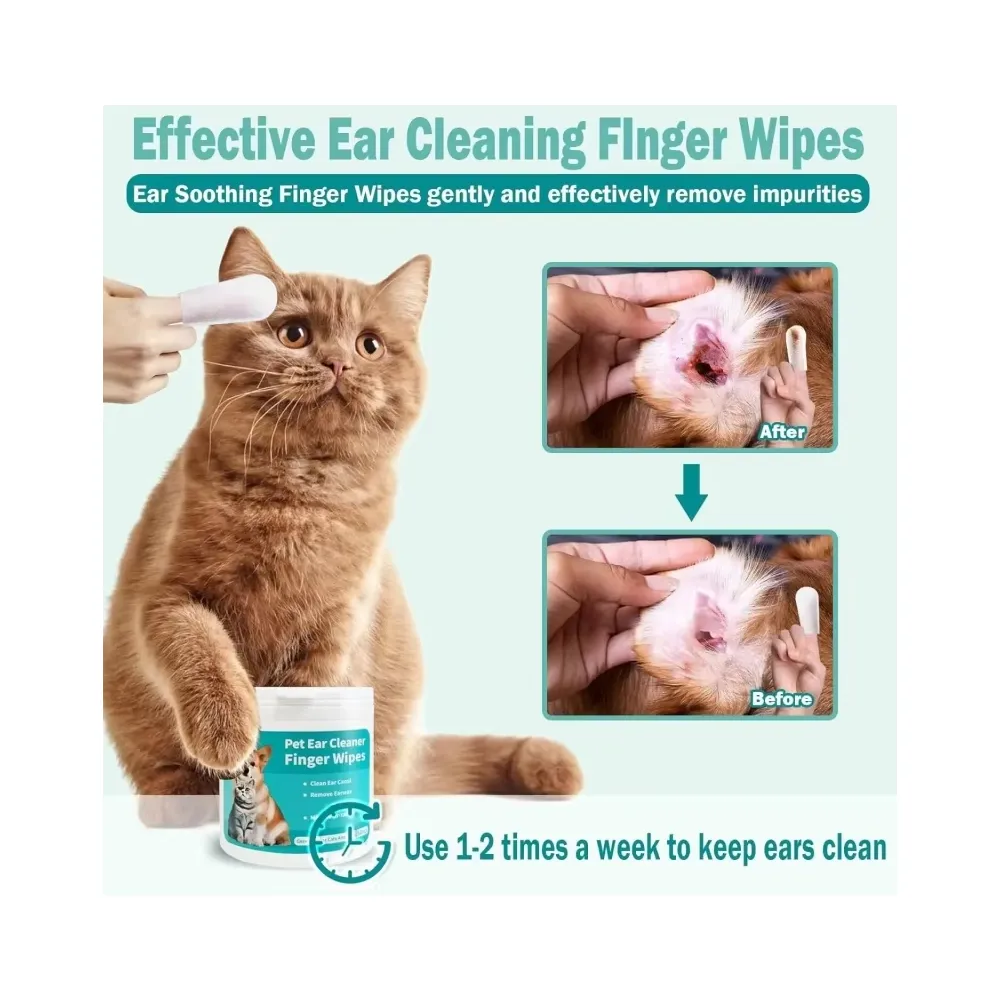 Pet Ear Wipes Toallitas Limpiadoras Oidos Perros Gatos 50 Un-5