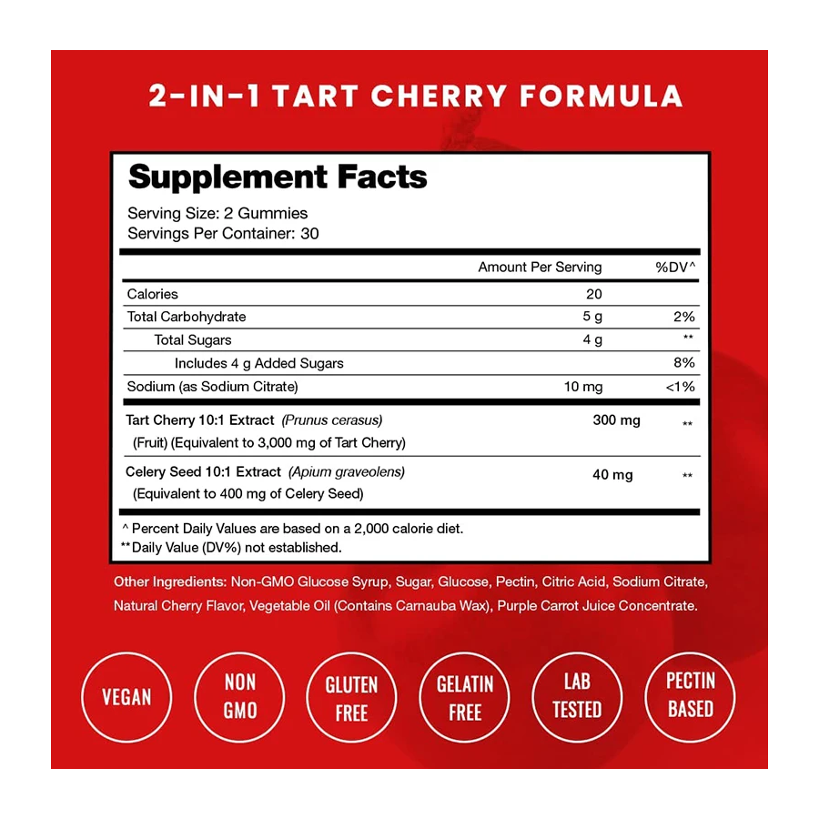 Acerola Bio Tart Cherry Vitamina C Organica 3000mg en Gomitas 60 Cherry-6
