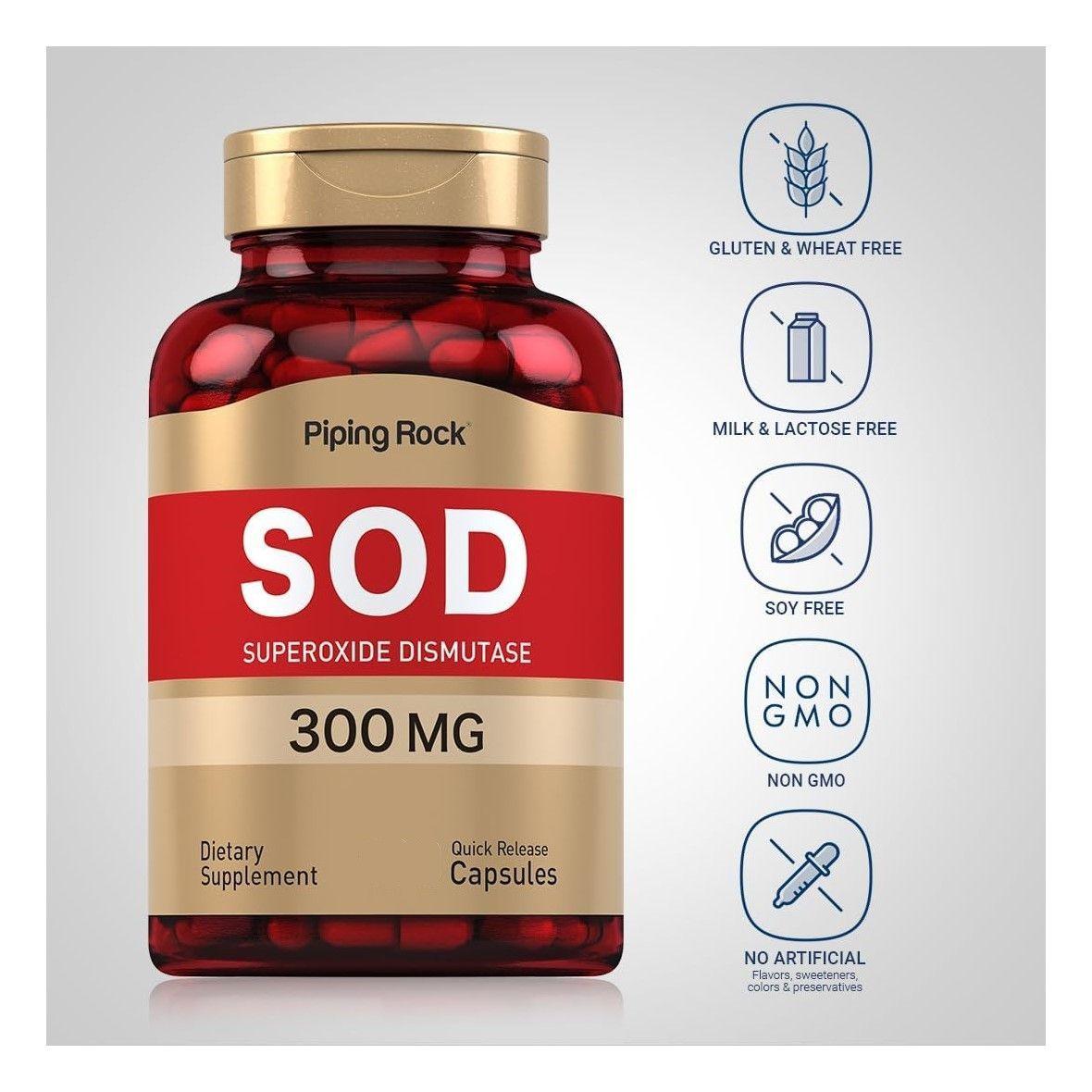Piping Rock SOD Superoxido Dismutasa 300mg 100 QR caps-5