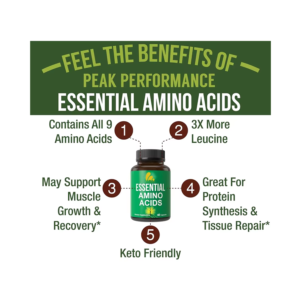 Aminoacidos Esenciales Amino EAA Crecimiento Muscular 2100mg 60 caps-4