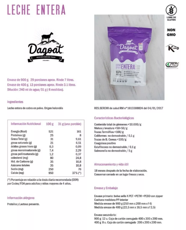 Leche De Cabra En Polvo Entera 900gr Dagoat-3