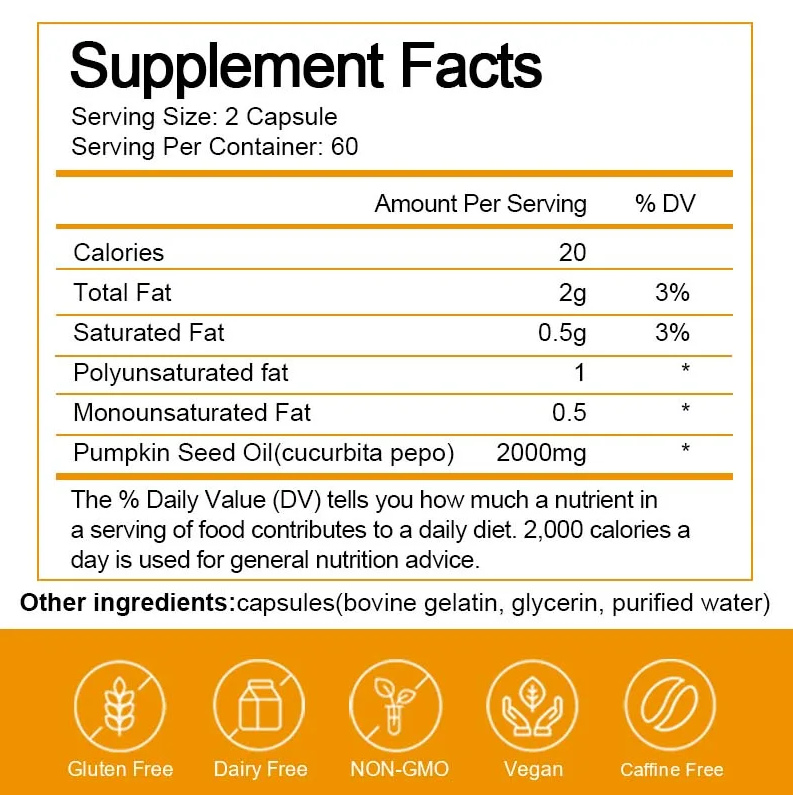 Aceite Semillas De Calabaza Cuidado Urinario Prostata 2000mg 120 softgel caps-6