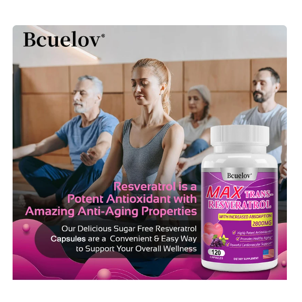 Bcuelov Max Trans-resveratrol 2800mg Resveratrol 120 caps-2