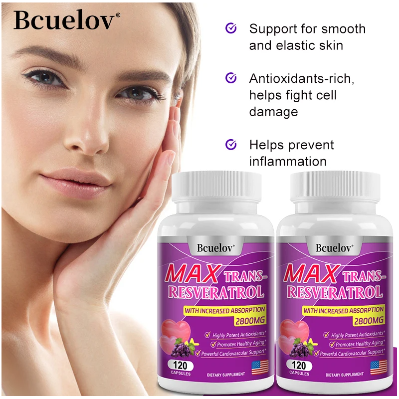 Bcuelov Max Trans-resveratrol 2800mg Resveratrol 120 caps-7