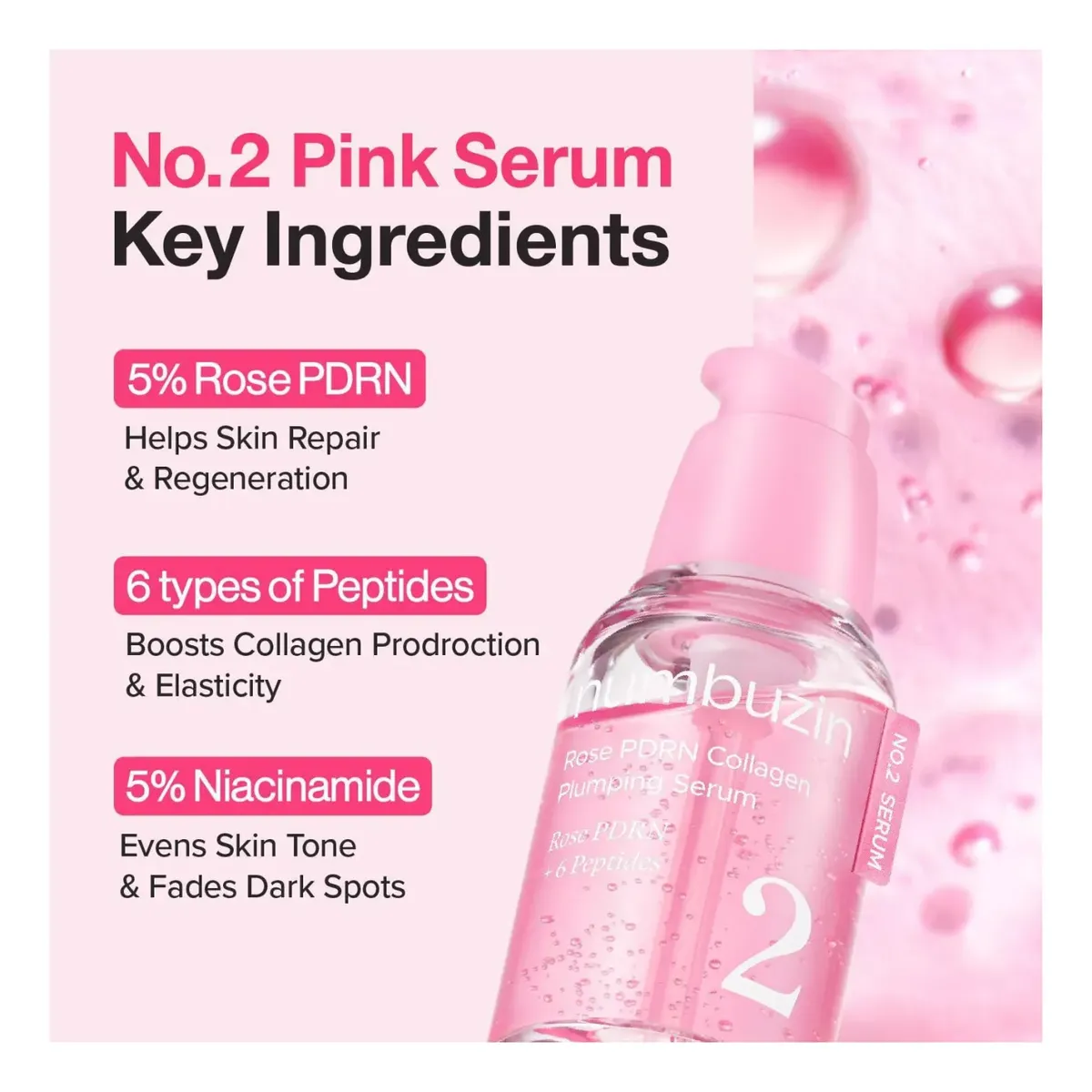 Numbuzin No.2 Serum Pdrn Rose Colageno Reafirmante 30ml-3