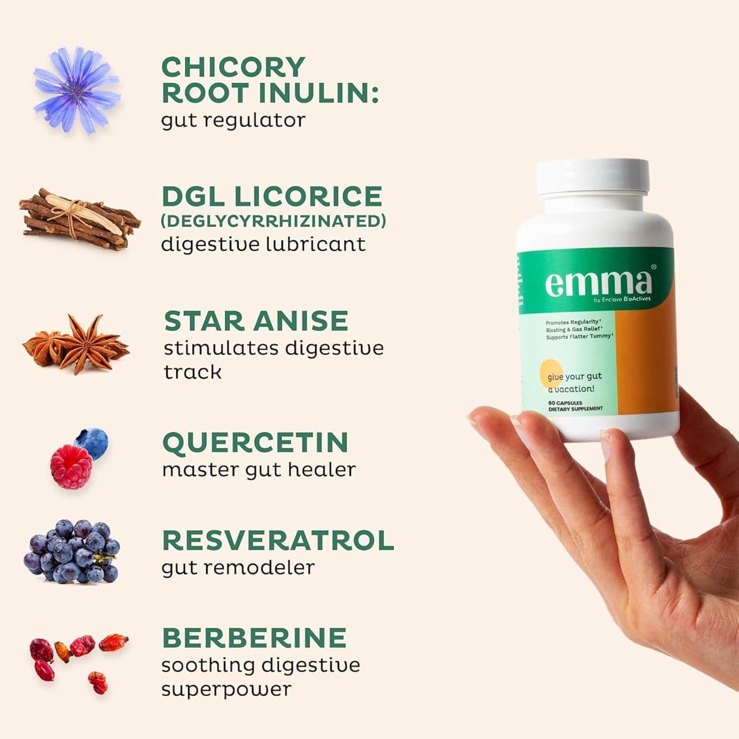 Emma By Enclave Bioactives Para Salud Digestiva Hinchazon Gases 60 EZ caps-5