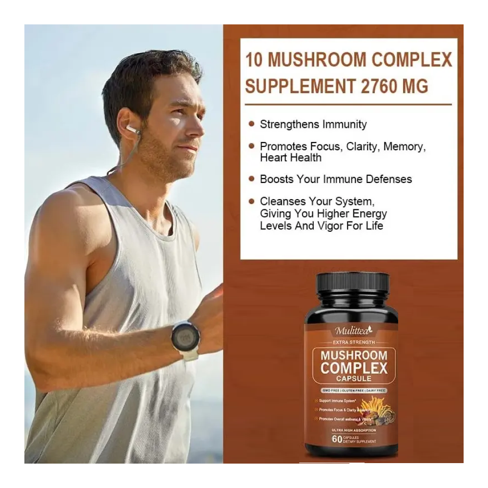 Mega Mushroom Complex 2760mg 10 Hongos Funcionales 60 Caps-5