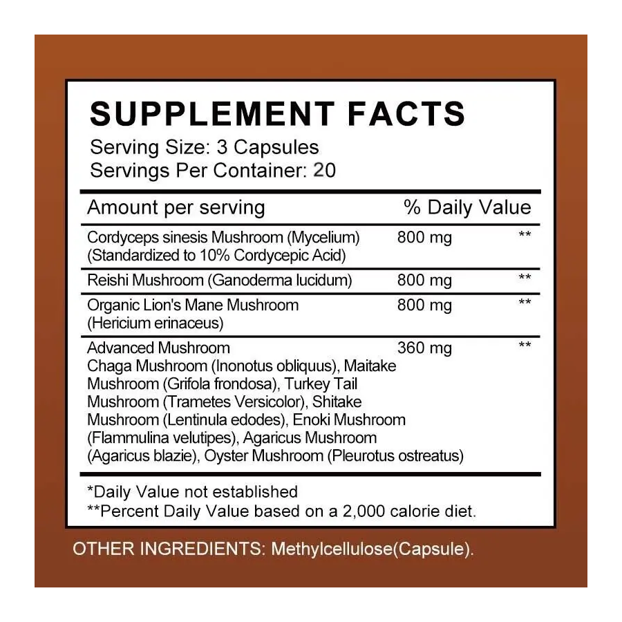 Mega Mushroom Complex 2760mg 10 Hongos Funcionales 60 Caps-7