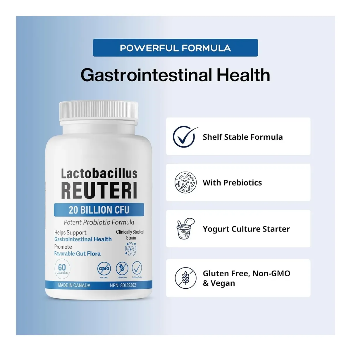 Lactobacillus Reuteri 20 Billones Cfu Probiotico Intestinal 60 caps-2