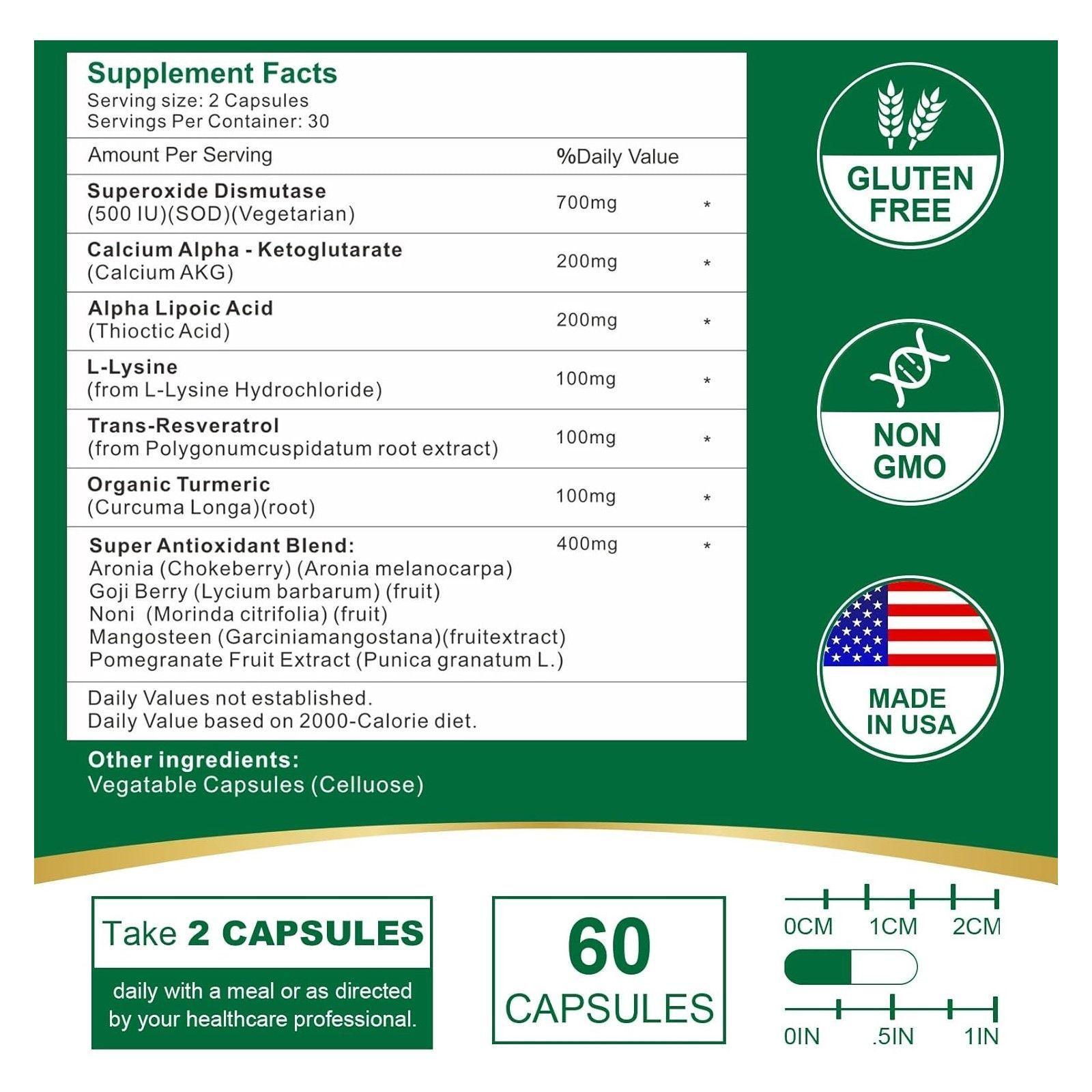 Superoxido Dismutasa SOD+ 700mg 11 En 1 Super Antioxidante 60 Caps-5