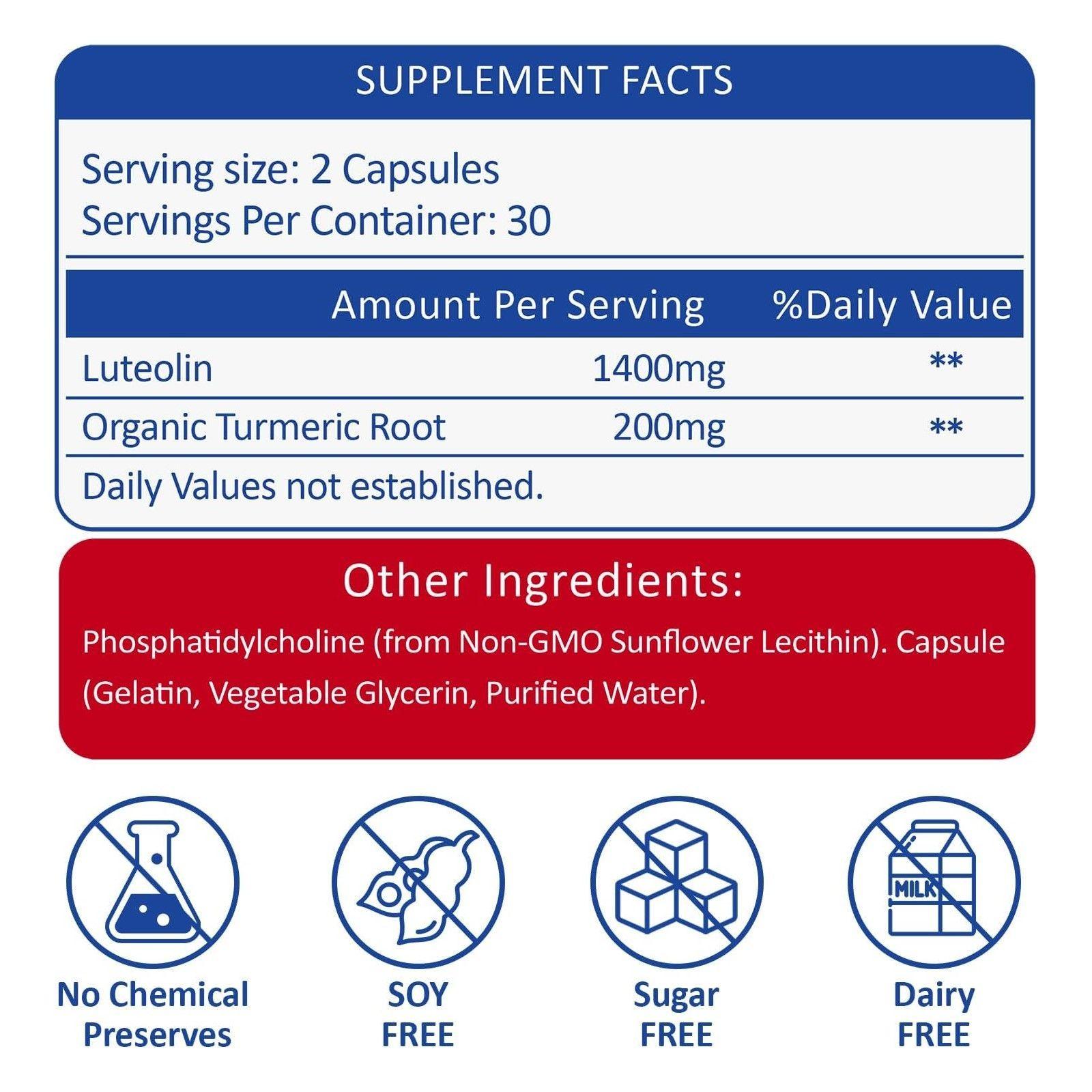 Luteolina Liposomal Antioxidante Memoria Enfoque 1400mg 60 caps-6