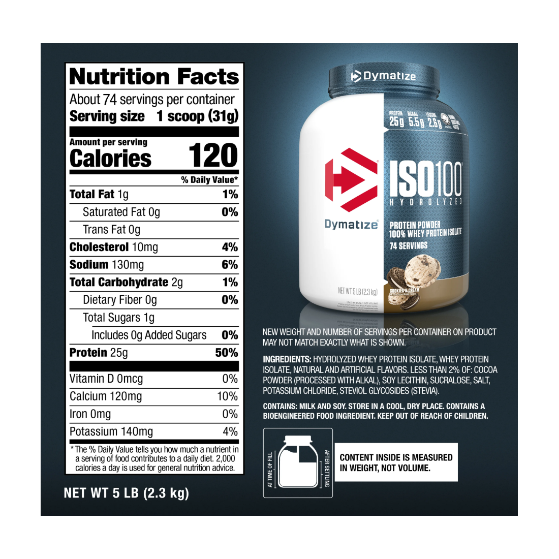 Dymatize Proteina Iso 100 Whey Protein Isolate 5 Lbs Cookies-5