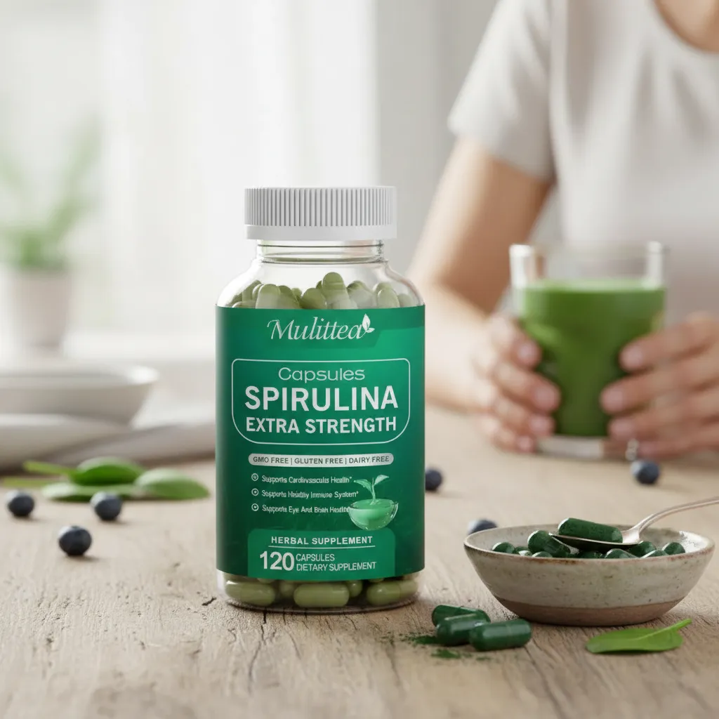 Spirulina 100% Organica Super Alimento Verde 2000mg Extra Strength120 Caps-2