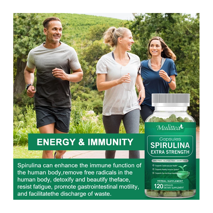 Spirulina 100% Organica Super Alimento Verde 2000mg Extra Strength120 Caps-7