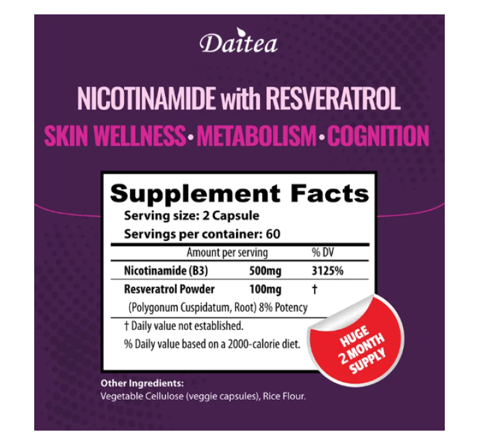 Nad Nicotinamida B3 Resveratrol Revujenecedor Celular 120 caps-6