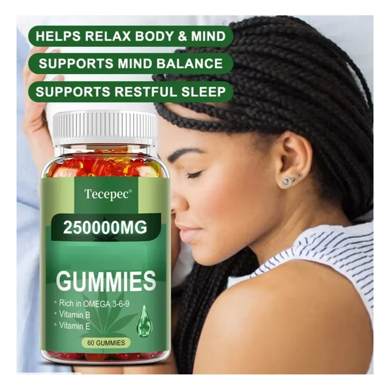 Gomitas Stress Relajantes Sueño Calma Ansiedad 60 Unidades Mix De Frutas-3