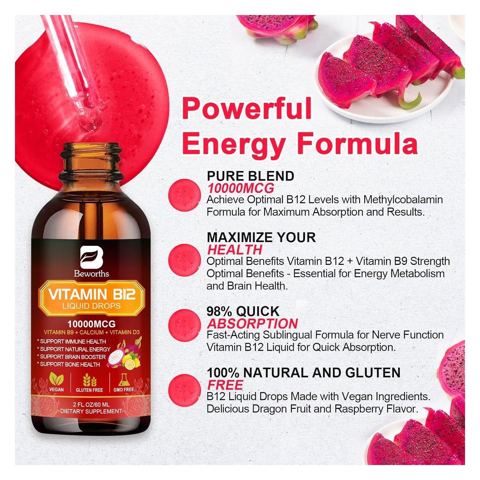 Beworths B12 Vitamina B12 Liquida Sublingual 10000mcg 60ml-5