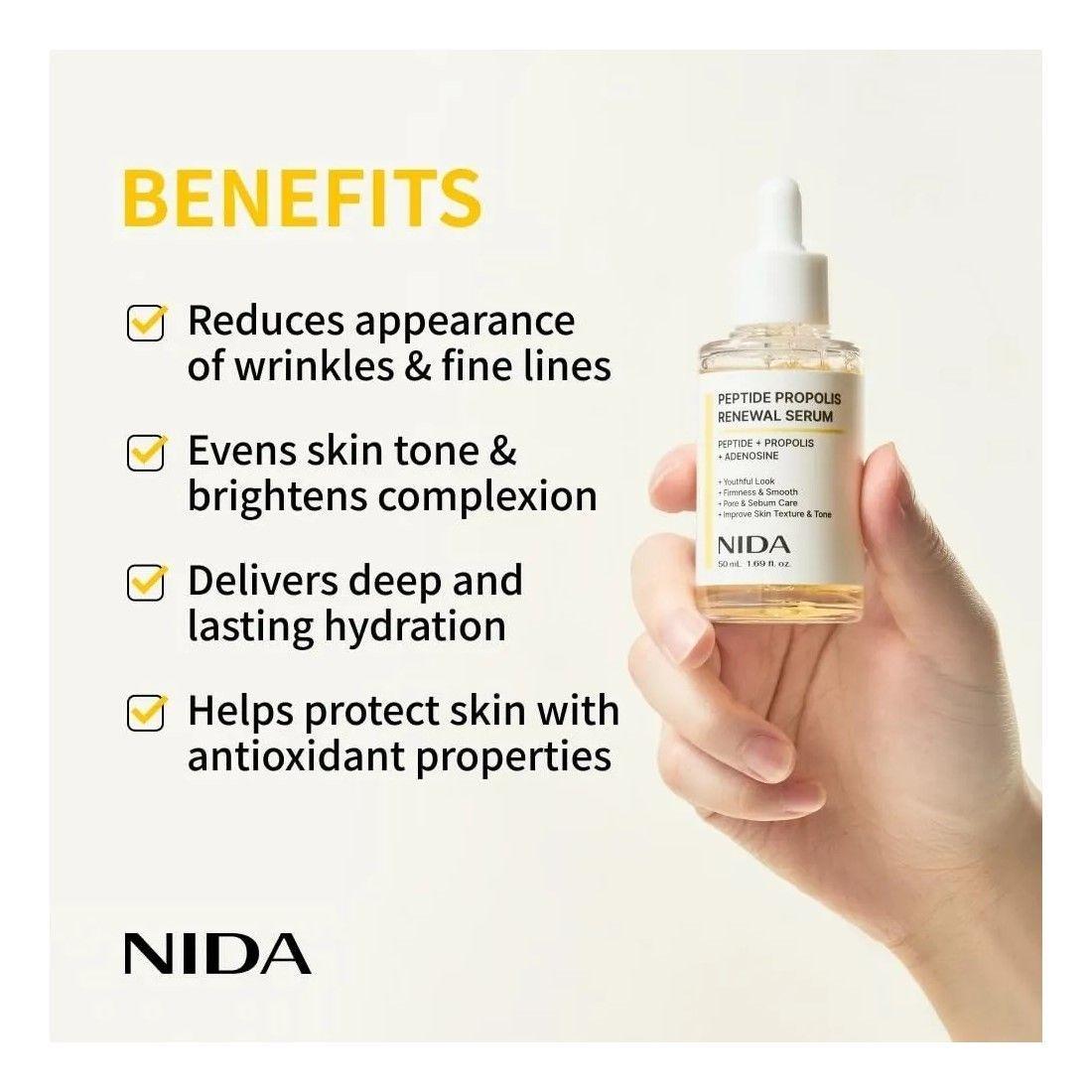 Serum Facial Nida Con Péptidos Y Propóleos 50 Ml Todo Tipo De Piel Día/noche-4