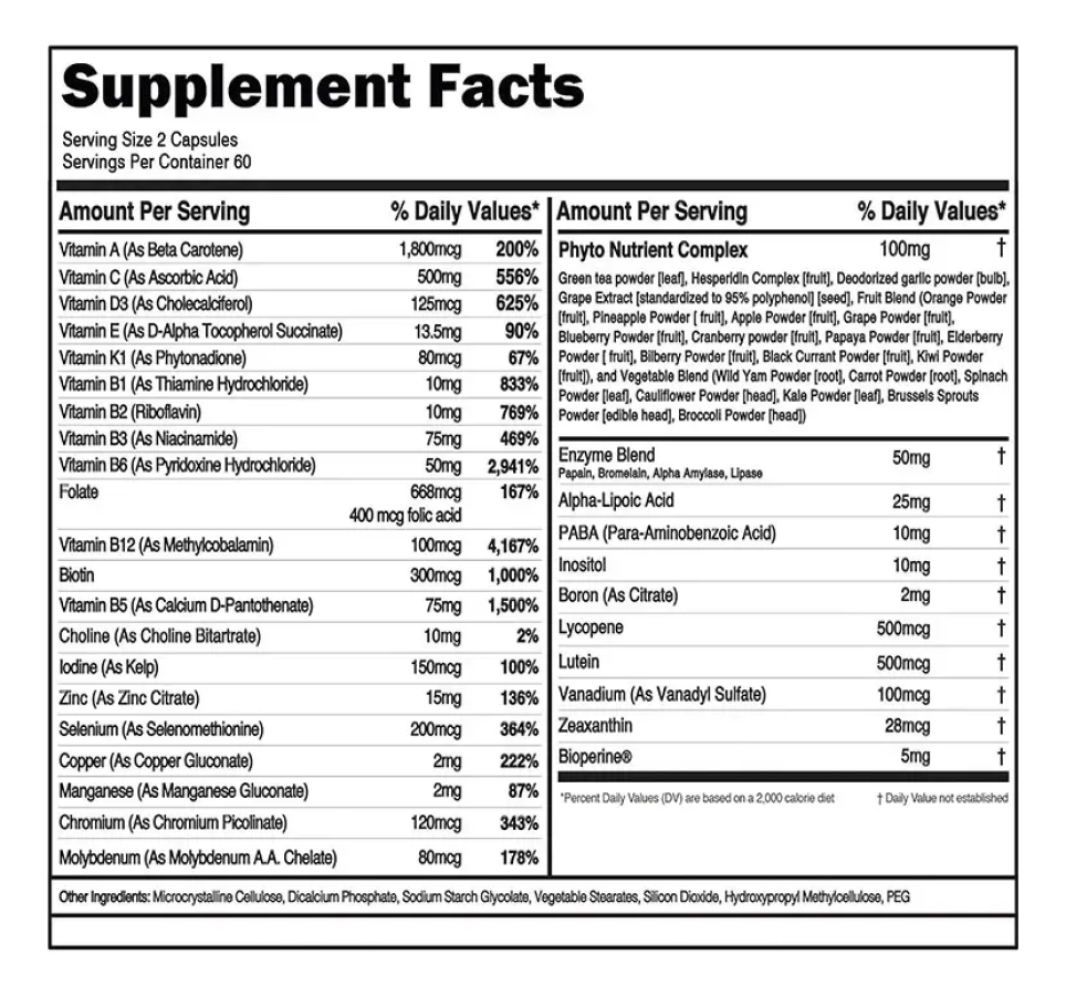 Pslalae Vitamin Multivitaminico Multimineral de Alta Potencia 120 caps-6
