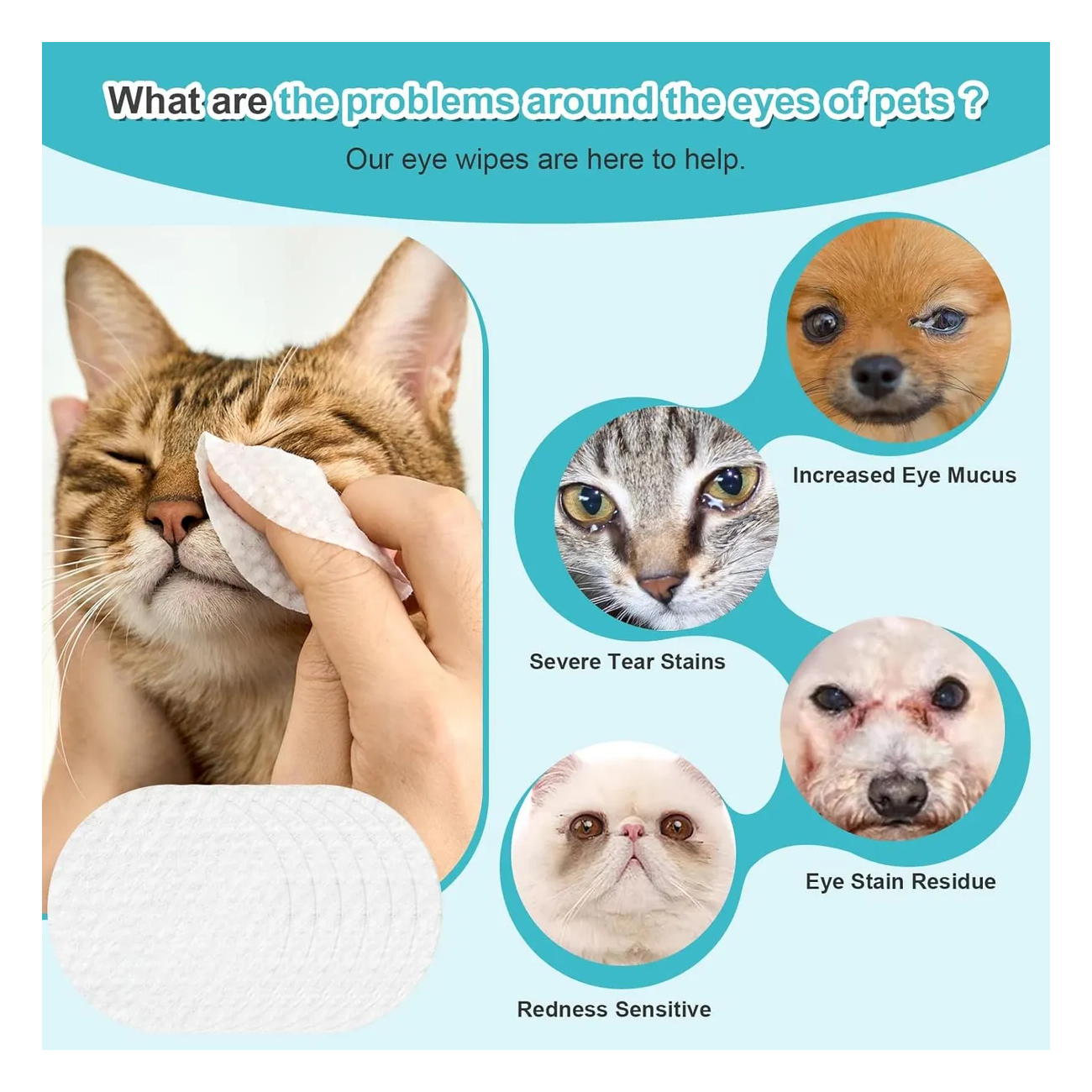 Pet Eye Wipes Toallitas Limpiadoras Ojos Perros Gatos 100 Un-5