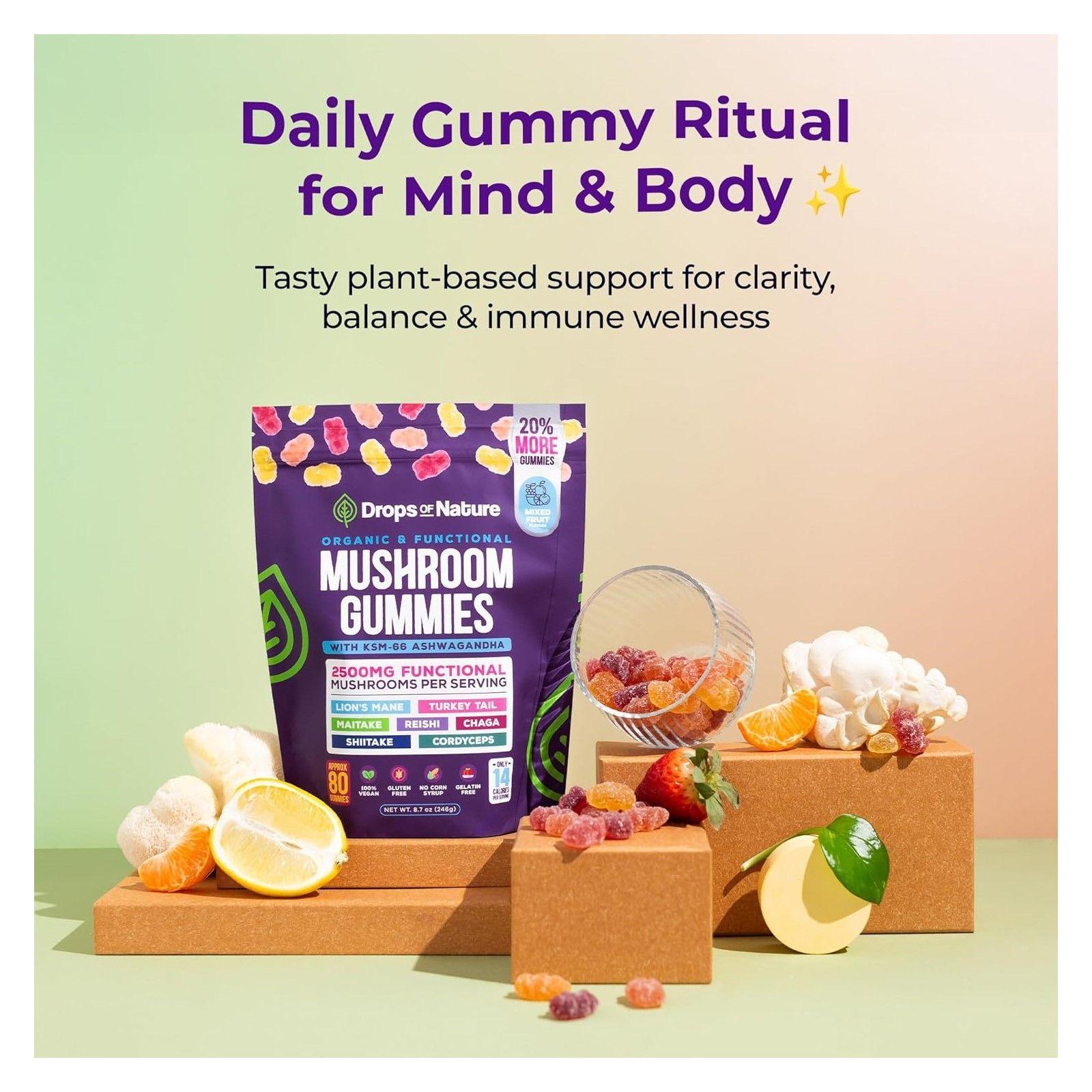 Mushroom Gummies 2500mg 7 Hongos Funcionales Ashwagandha 80u-3