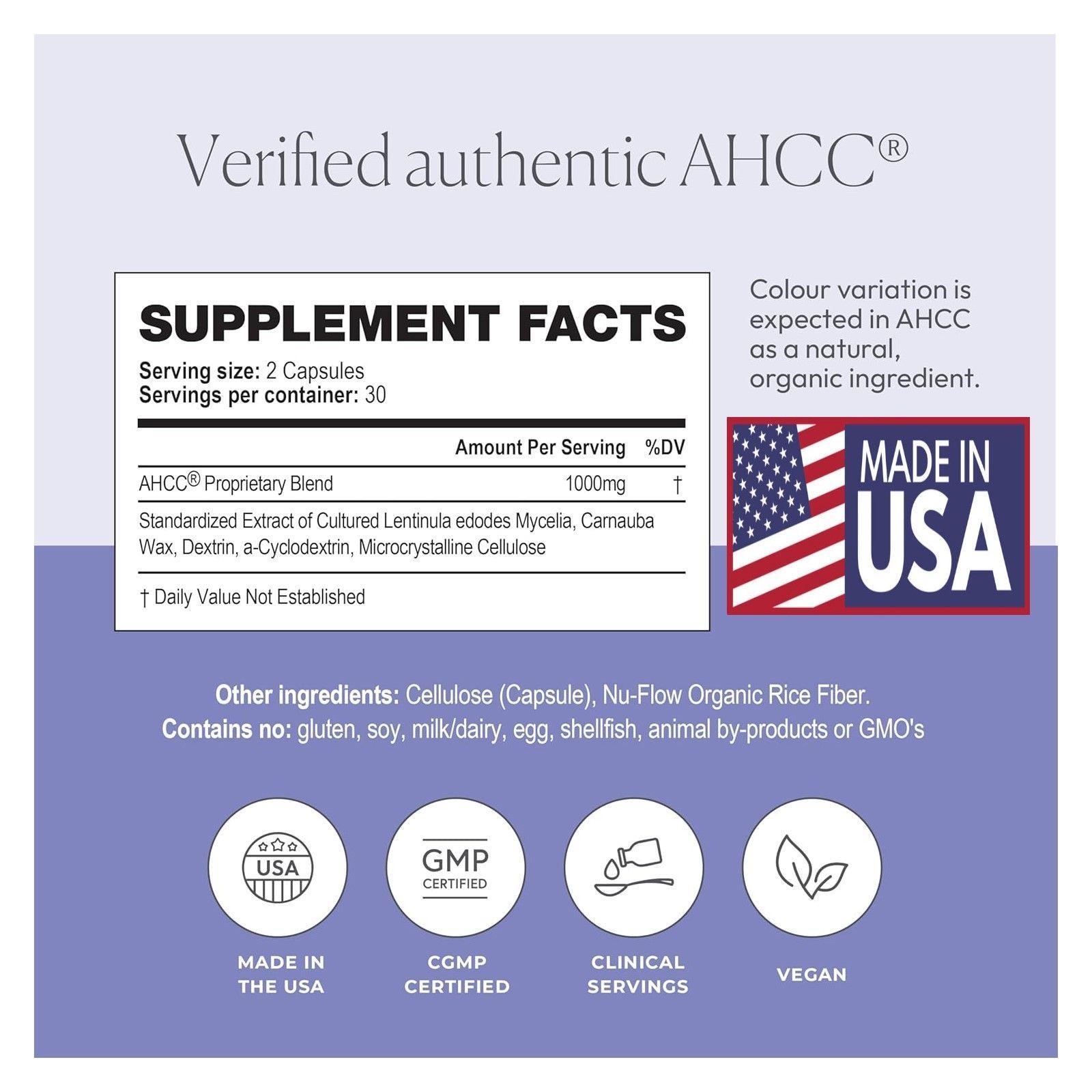 Ahcc 1000mg Para Inmunidad y Actividad Celular Negativa 60 caps-4