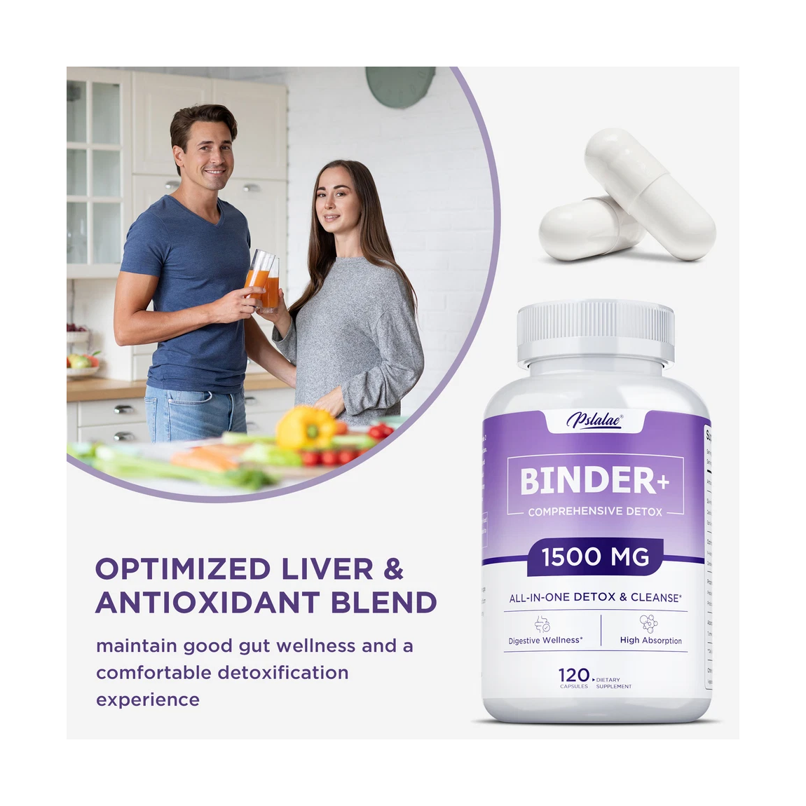 Binder+ Nac 1500mg Detox Cleanse Limpieza Colon Higado 120 Cápsulas-3