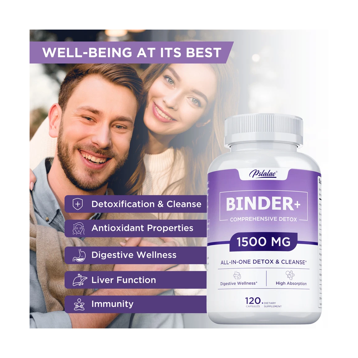 Binder+ Nac 1500mg Detox Cleanse Limpieza Colon Higado 120 Cápsulas-5