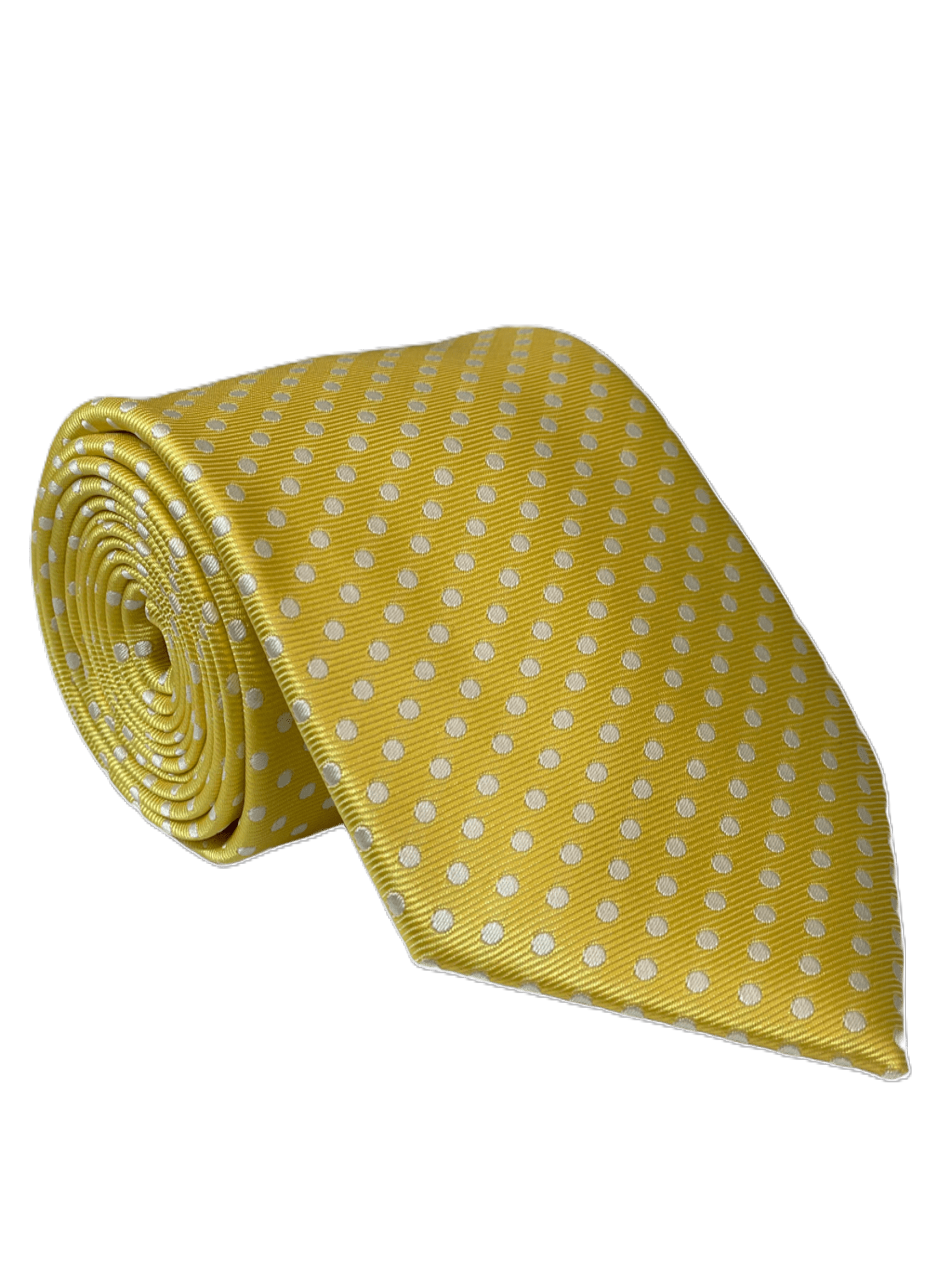 Corbata color Mostaza con diseño circular. -0