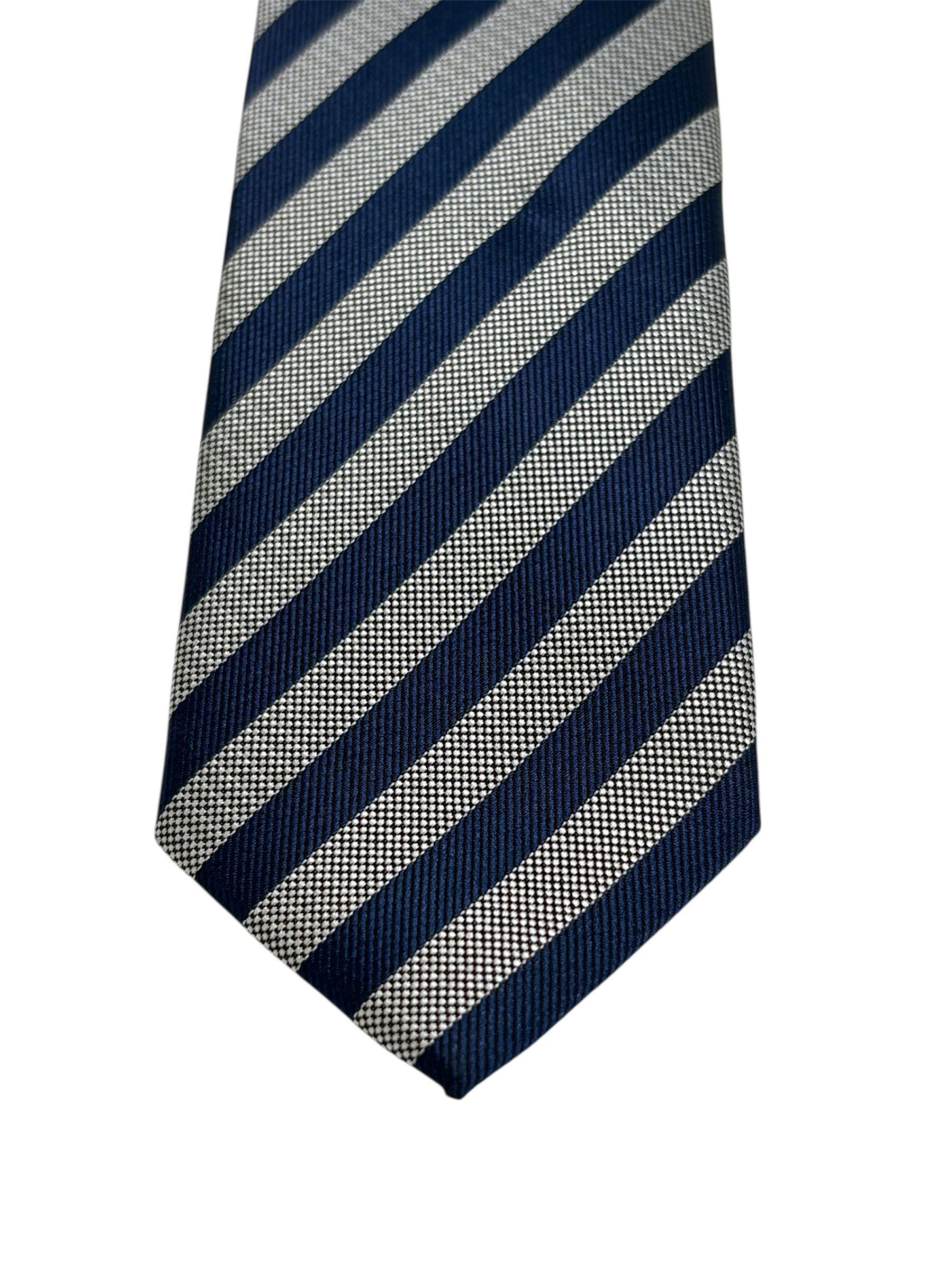 CORBATA AZUL CON RAYAS GRISES 5 CM ARROW-1