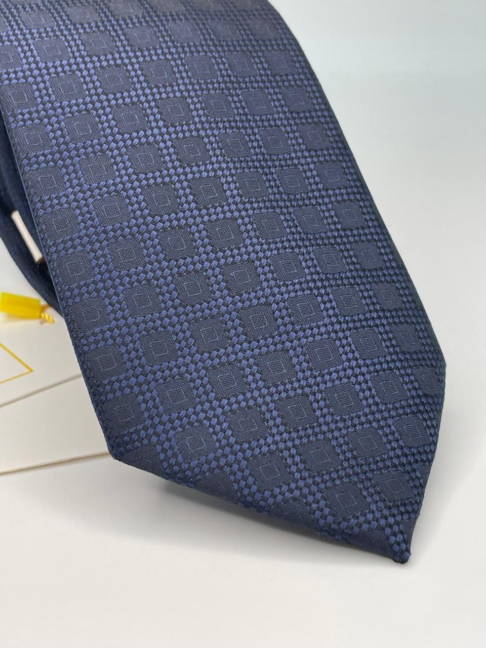 Corbata color azul marino con diseño cuadrille-1