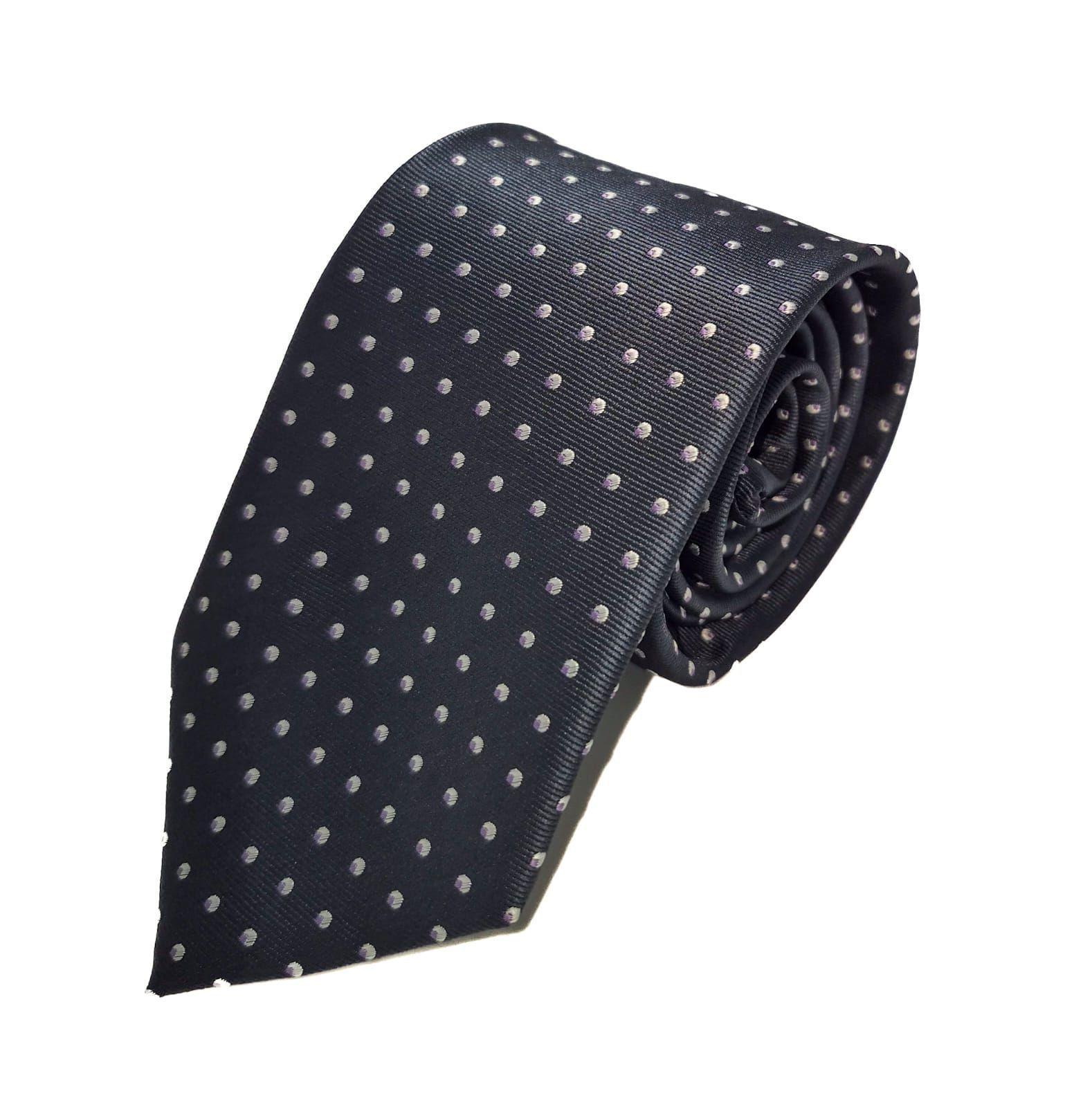 CORBATA GRIS CON PUNTILLISMO BLANCO Y LILA 7CM-0